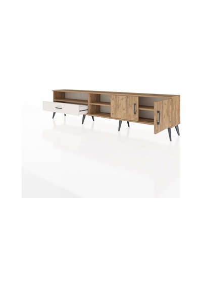 Arges Tv Ünitesi 3 Raflı Tek Çekmeceli 2 Kapaklı 220x30x51 Çam-çam/aytaşı Atlas Çam/aytası - Atlas Çam