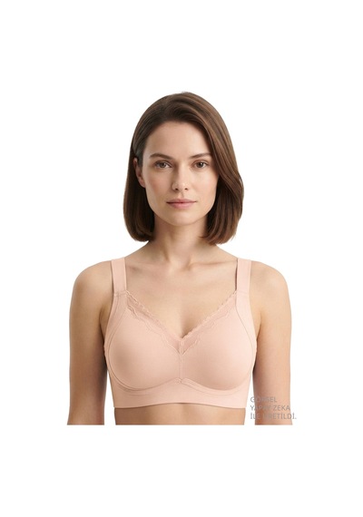 Cottonill Seamless Bra - Seravia Latte Lazer Kesim Dantelli Minimizer Kadın Sütyen
