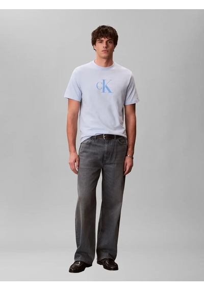 Calvin Klein Ss Hero Monologo Tee, C1o, M Mavi Erkek T-shirt