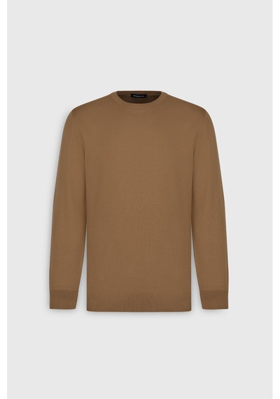 AC&Co / Altınyıldız Classics Erkek Camel Standart Fit Normal Kesim Bisiklet Yaka Triko Kazak CAMEL
