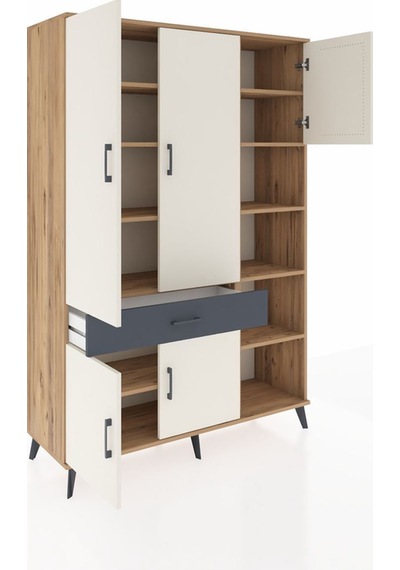Hyperion Dolap 10 Raflı Tek Çekmeceli 5 Kapaklı 132x44x195 Çam-aytaşı/antrasit Aytası/antrasıt Hyperion Dolap 10 Raflı Tek Çekmeceli 5 Kapaklı 132x44x195 Çam-aytaşı/antrasit Aytası/antrasıt