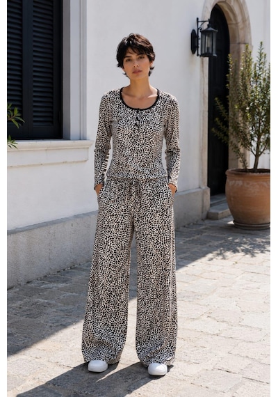 Alexandergardi Leopar Desenli Bol Kesim Pantolon Bluz Takım