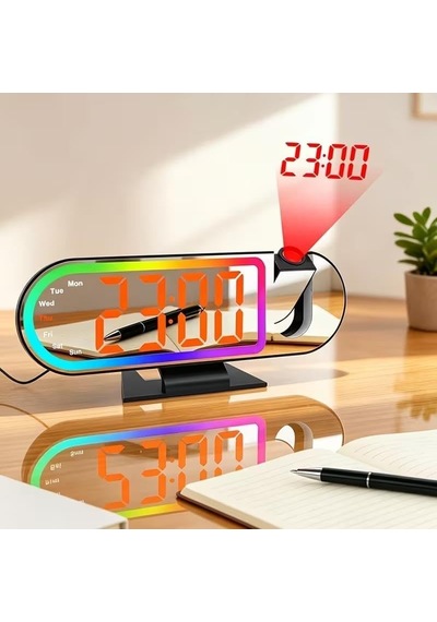 Rgb Işıklı Projeksiyonlu Dijital Alarm Saat 17 Modlu Led Ekranlı Çalar Saat Diğer