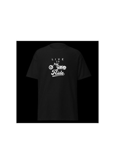 Wildstyle Live To Ride Motosiklet Özgürlük Vintage Motor Baskılı Unisex Bisiklet Yaka Pamuklu Tişört - Siyah