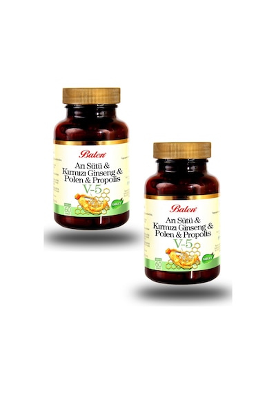 2 Adet Balen V5 Tablet Arı Sütü Kırmızı Ginseng Polen1000 MG