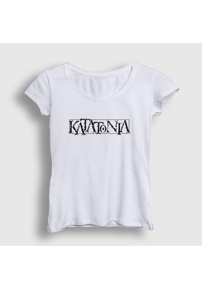 Presmono Kadın Logo Katatonia T-shirt Beyaz