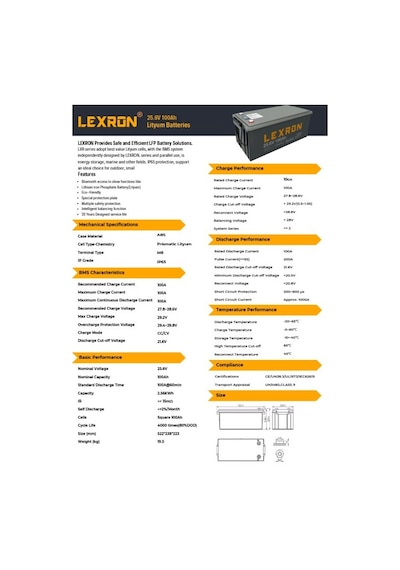 Lexron - İnges 25.6 Volt 100 Amper Lityum Akü - 24 Volt 100 Ah Lifepo4 Batarya - Güneş Paneli Aküsü Lexron - İnges 25.6 Volt 100 Amper Lityum Akü - 24 Volt 100 Ah Lifepo4 Batarya - Güneş Paneli Aküsü