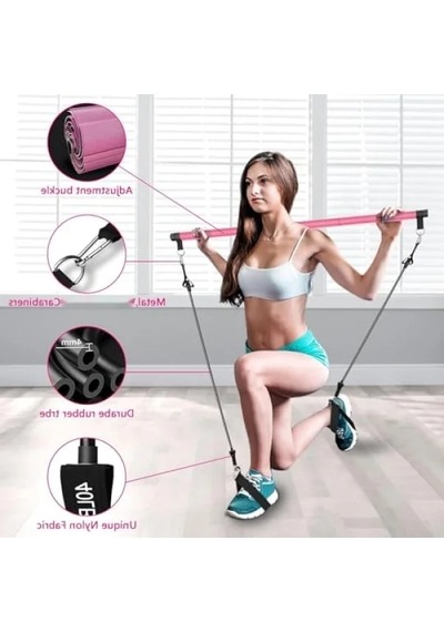 Ayarlanabilir Zorluk Pilates Barı Egzersiz Çubuğu Açık Bej
