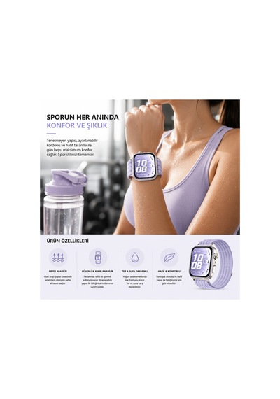 Huawei Watch Fit 5 Pro / Fit 5 / Fit 4 Pro / Fit 4 / Fit 3 Uyumlu Hasır Örgü Spor Cırtlı Kordon