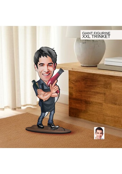 Bk Gift Kişiye Özel Kuaför Karikatürlü Büyük Boy Ahşap Biblo-1 Arkadaşa Hediye , Sevgiliye Hediye, Kişiye Özel Biblolar