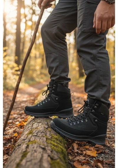 Enoch Erkek Siyah Waterproof Yüksek Bilekli Outdoor Trekking Ve Dağcı Botu Siyah