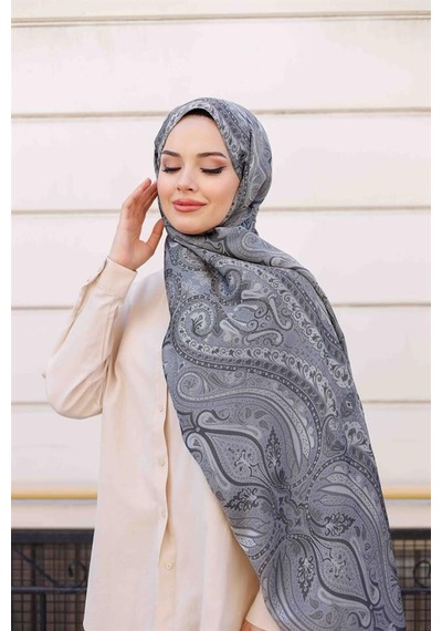 Etro Desen Premium Şal Gri Çok Renkli