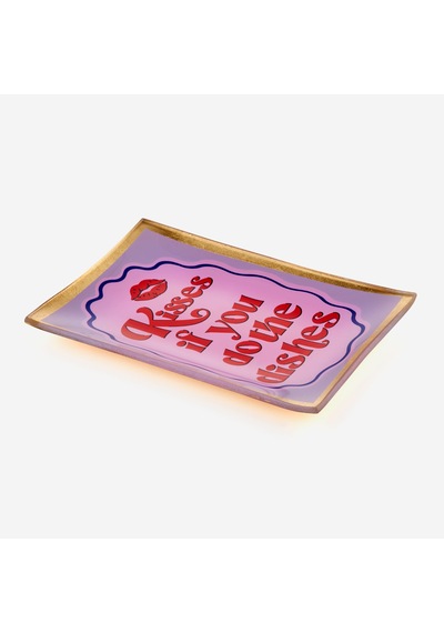 Mor Cam Kisses Dishes Dekoratif Tabak 10x0,8x14,2 Cm
