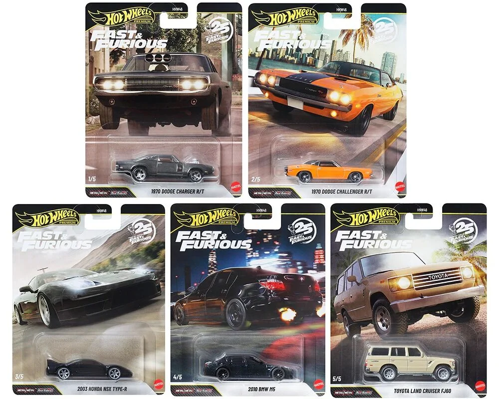 Hot Wheels Premium Fast & Furious 25.yıl 5'li Model Araba Seti Hnw46