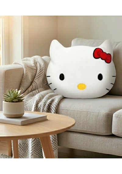 30 Cm Hello Kitty Peluş Yastık Sevimli Kedi Tasarımlı Yumuşak Peluş Oyuncak Beyaz