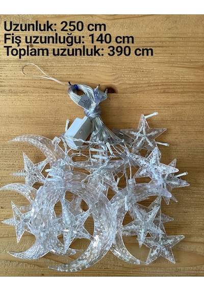 Ay Yıldız Perde Led 8 Mod Ramazan Led Işık Gün Işığı Ramazan Süsleme Led Aydınlatma Ramazan Işık Gün Işığı