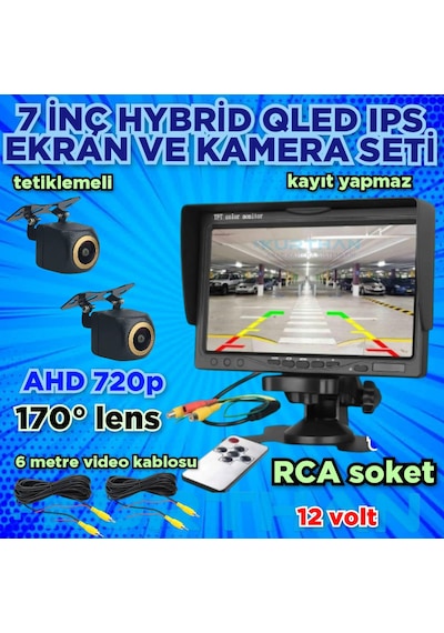 2 Adet Ahd 720p Balık Gözü Kamera Ve 7'' Qled Ips Monitör 12v