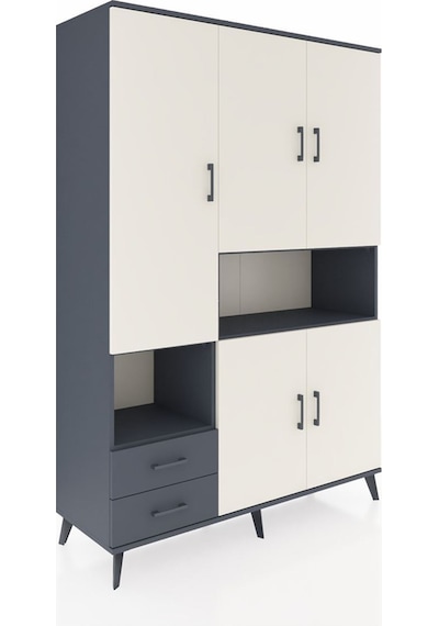 Hyperion Dolap 10 Raflı 2 Çekmeceli 5 Kapaklı 132x44x195 Antrasit-aytaşı/antrasit Aytası/antrasıt Hyperion Dolap 10 Raflı 2 Çekmeceli 5 Kapaklı 132x44x195 Antrasit-aytaşı/antrasit Aytası/antrasıt