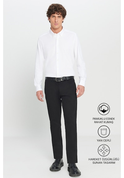 Ac&Co / Altınyıldız Classics Slim Fit Dar Kesim Pamuklu Esnek Chino Erkek Pantolon - Siyah