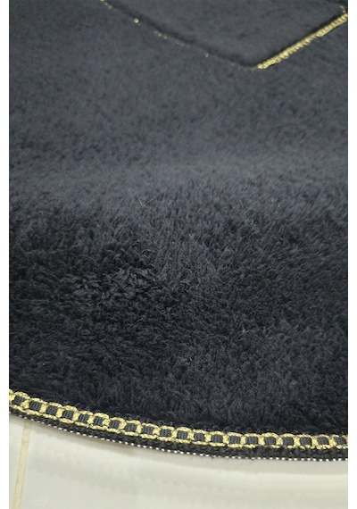 Kaymaz Taban Oval Puffy Peluş Ultra Yumuşak 80x120 Cm Şık Tasarım, Suya Dayanıklı Banyo Paspası Siyah
