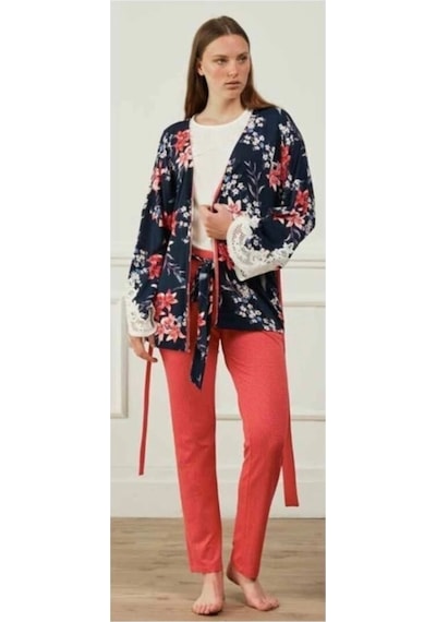 Feyza Pijama Feyza Üçlü Pijama Takımı Lacivert