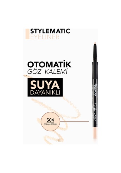 Flormar Stylematic Mat Bitişli & Suya Dayanıklı Asansörlü Göz Kalemi  S04 Cream Dream