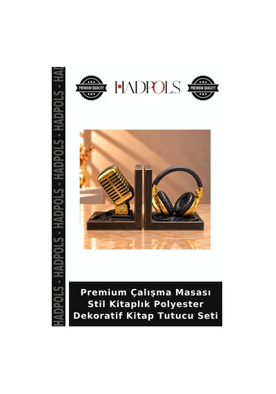 Premium Çalışma Masası Stil Kitaplık Polyester Dekoratif Kitap Tutucu Seti
