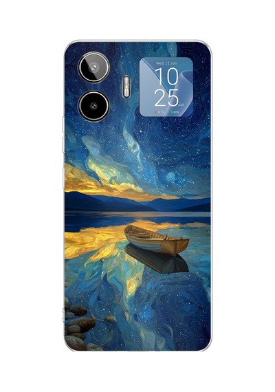 General Mobile Gm 26 Pro Uyumlu Yıldızlı Gece Ve Kayık Manzaralı Baskılı Silikon Kılıf