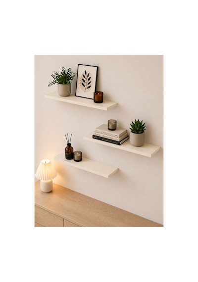 Nest 3 Raflı Gizli Monte Uçan Raf 50 15 Cm Ay Taşı