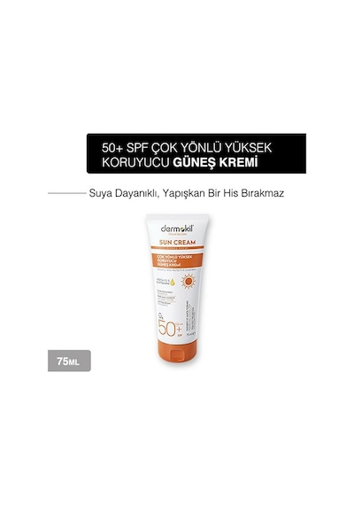 Dermokil Sun Cream Çok Yönlü Yüksek Koruyucu Güneş Kremi SPF50+ 2 x 75 ML