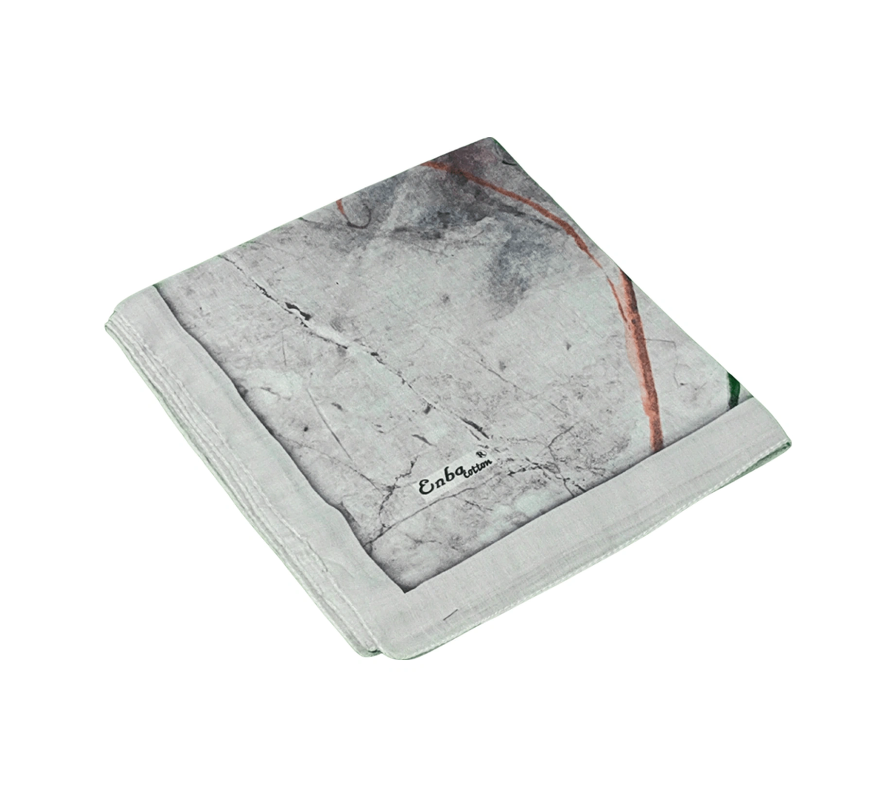 Mim Eşarp Enba Çiçek Desenli Pamuklu Eşarp 90x90 Cm Açık Gri