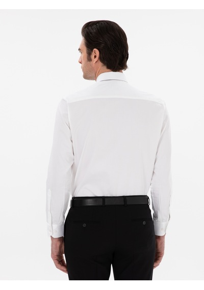 Cacharel Beyaz Slim Fit Klasik Yaka Basic Gömlek