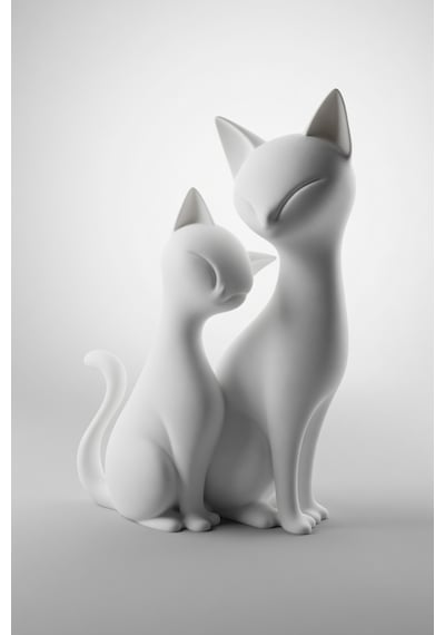 Dekoratif Kedi Biblo Minimal Kedi Heykelcik Modern Ev Ofis Masaüstü Aksesuar 19 Cm