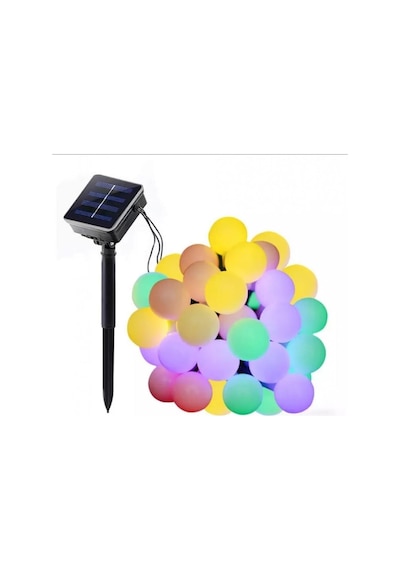 Tr Menfry Solar Güneş Enerjili Rgb Led 7 Metre 50 Led Top Beyaz Top Bahçe Aydınlatma Led Işık