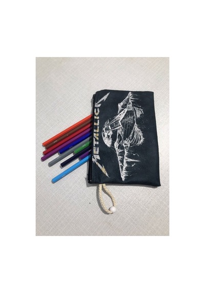 Metalica Skull Desenli Tasarım Bez Kalemlik-cüzdan Diğer