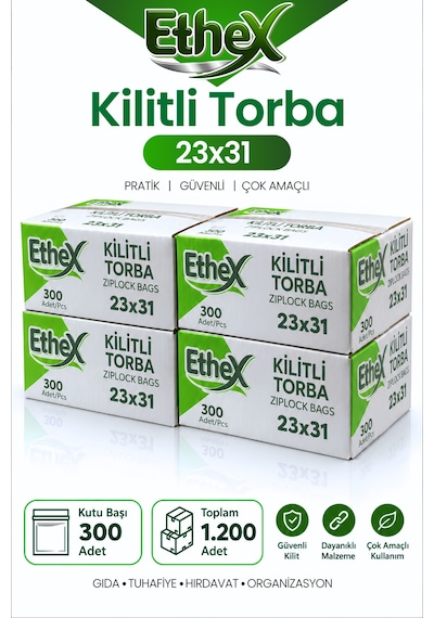 Kırmızı Şeritli Kilitli Torba 23x31 Cm 1200 Adet 4 Kutu - Gıda Uyumlu, Dayanıklı Ve Kullanışlı - 687111251