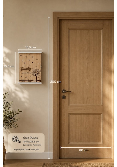 Porsima 2072 Duvara Montajlı Dekoratif Anahtarlık Dolabı - Duvar Askılı Anahtar Saklama Kabini 18,5x25,5cm