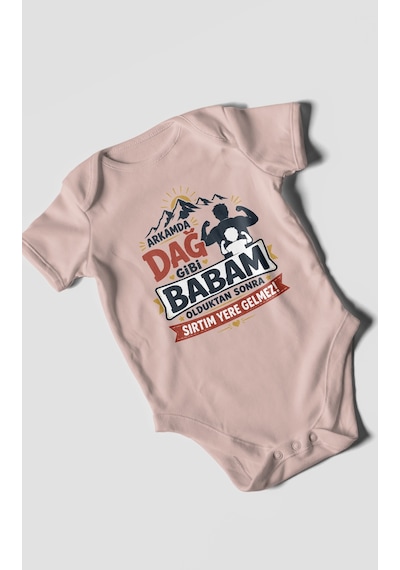 Morivokids Babaya Özel Kısa Kollu Bebek Body %100 Pamuk Zbn209-kk Pastel Pembe