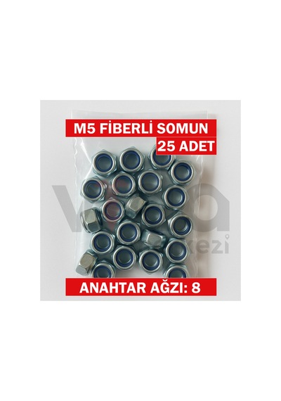 M5 Fiberli Somun 25 Li Çinko Kaplı 1
