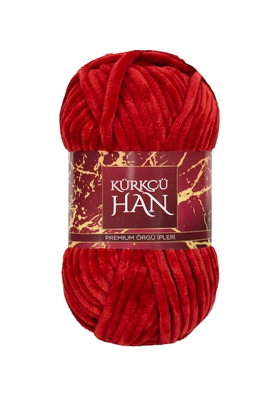 Kürkçü Han Kadife 100gr 95mt Örgü İpi Ateş Kırmızısı