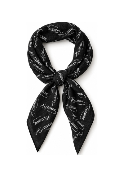 Herşeynota Atatürk İmza Desenli Siyah %100 Pamuk 52x52 Cm Fular Bandana Okul, Etkinlik, Tören, Gösteri Çok Renkli