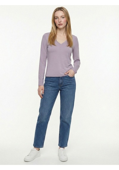 Slim Crop Fit Kadın Tshirt U.kol Lavender