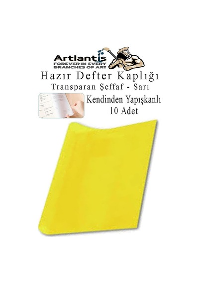 Hazır Defter Kaplığı Şeffaf Buzlu Sarı A4 10 Adet 1 Paket Cırtlı Ayarlanabilir Kendinde Yapışkanlı Kaplık Okul Sınıf Sarı