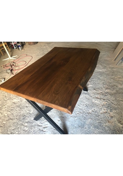 Bintaşmobilya Ceviz Rengi Gürgen Ağacı Kütük Masa Imalatı 80X120.Cm