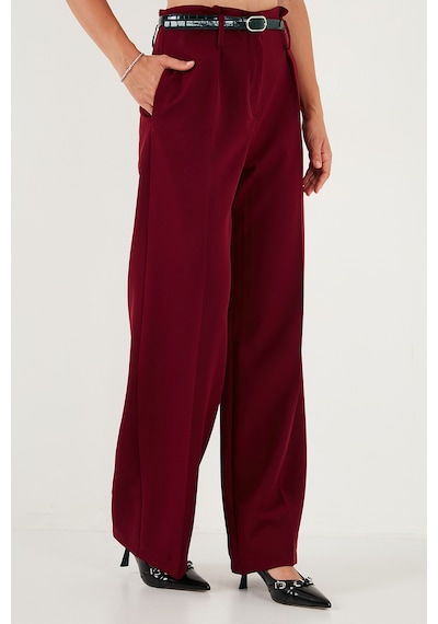 Lela Wide Leg Yüksek Bel Geniş Paça Palazzo Bayan Pantolon 65271262 Bordo