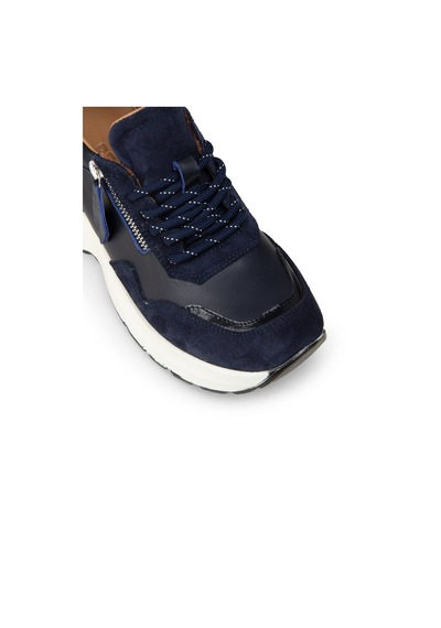 Deery Kadın Hakiki Süet Lacivert Dolgu Topuk Sneaker - M9147zlcvc01