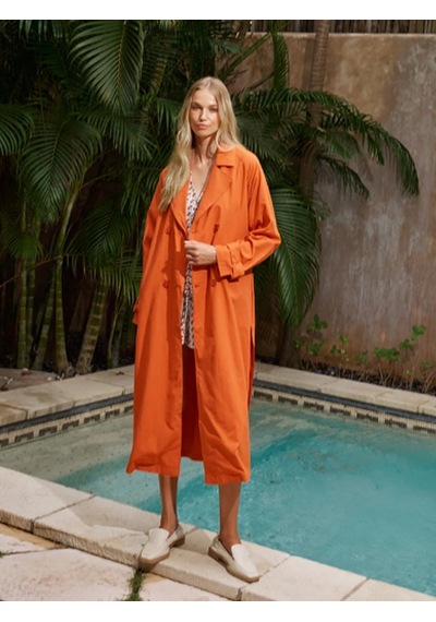 Xint Kiremit Keten Karışımlı Oversize Trençkot 290429