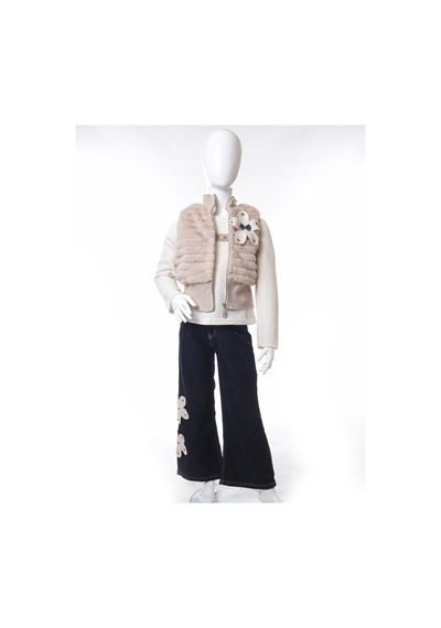 Xo Kids Kız Çocuk Folarlı 3lu Alt Üst Takım 7-14 Yaş 3907-4907 Ekru