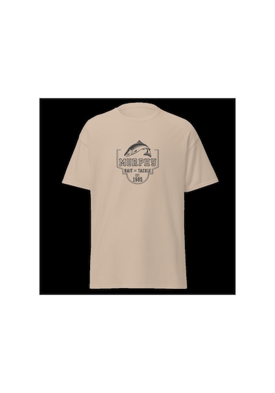 Wildstyle Murphys Bait Tackle Vintage Balıkçılık Olta Balıkçı Baskılı Unisex Bisiklet Yaka Pamuklu Tişört Camel
