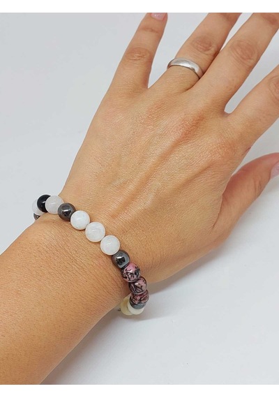 Yengeç Burcu Doğal Taş 8mm Unisex Bileklik 55744 Çok Renkli